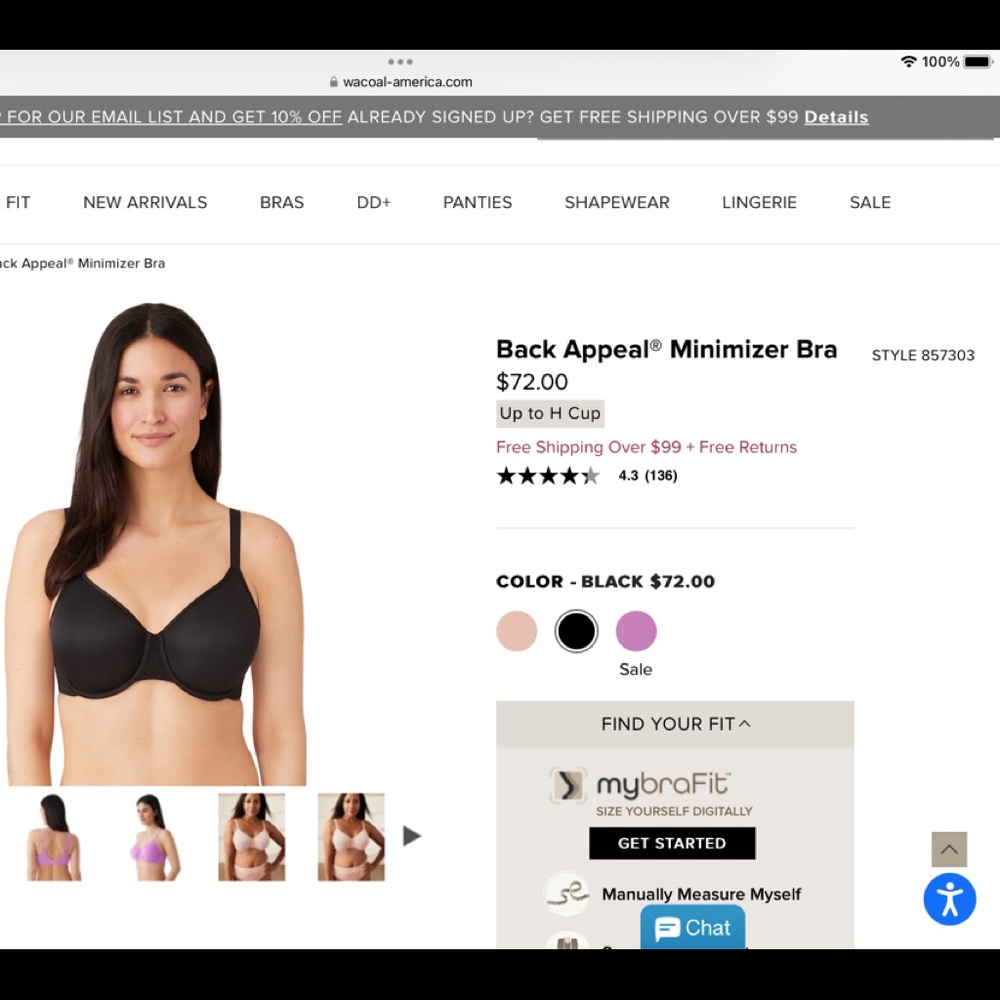 Wacoal Back Appeal Minimizer EUC 36DD